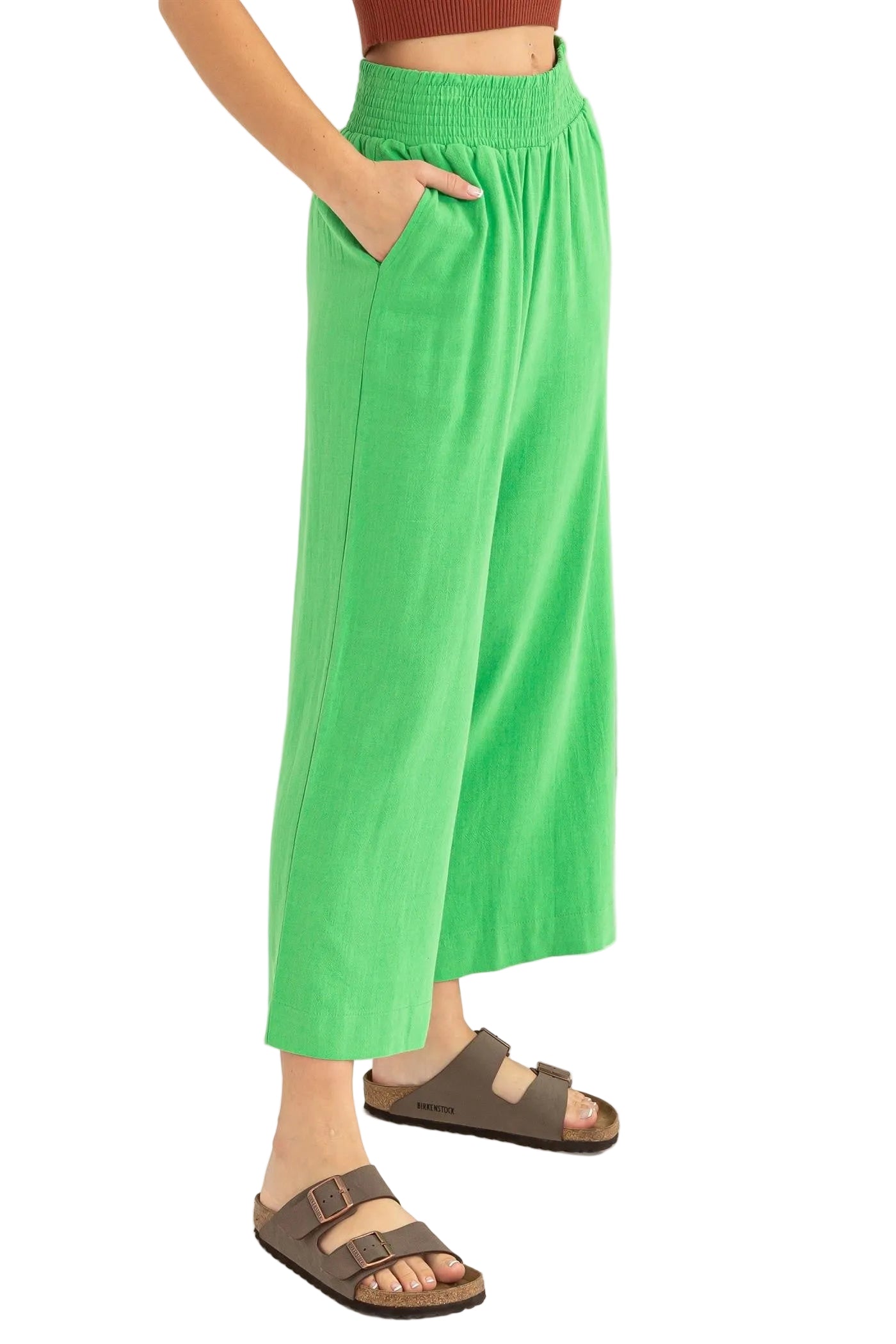 Linen High Waist Wide Leg Trousers